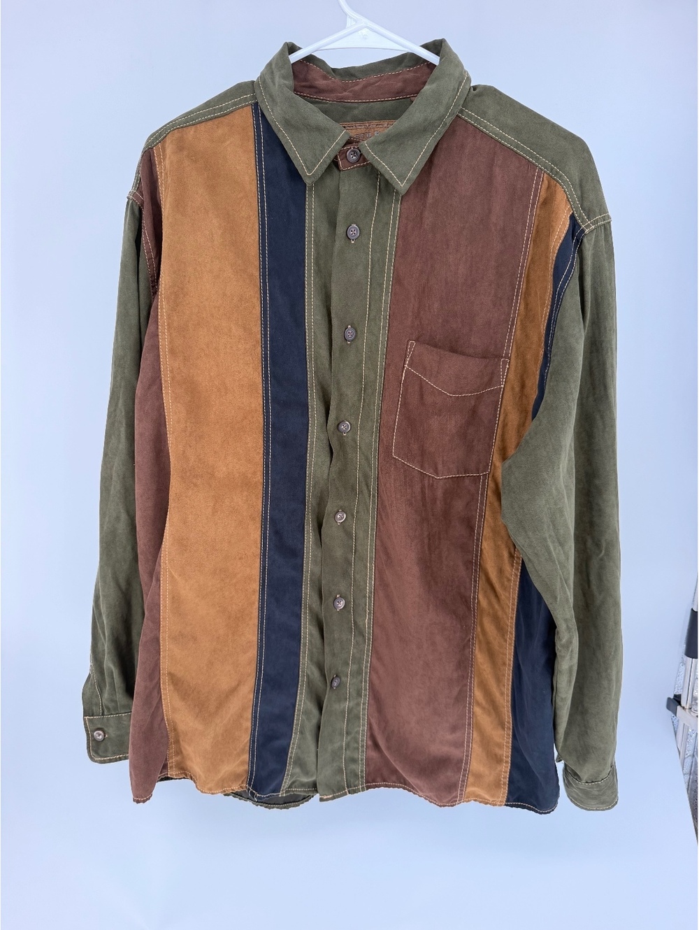 North River Outfitters Vintage Style Colorblock Button-Up Shirt Large